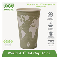 Eco-Products World Art Renewable Compostable Hot Cups, 16 oz., 50/PK, 20 PK/CT
