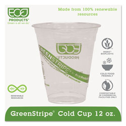 Eco-Products GreenStripe Renewable & Compostable Cold Cups - 12oz., 50/PK, 20 PK/CT
