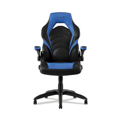 Emerge Vortex Bonded Leather Gaming Chair, Supports Up to 301 lbs, 17.9 in to 21.6 in Seat Height, Blue/Black, Black Base
