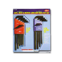 Eklind 22-Piece L-Wrench Hex Key Set, SAE/Metric, Long-Arm