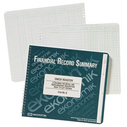 Ekonomik Systems Wirebound Check Register Accounting System, 8 3/4 x 10, 40-Page Book (EKOA)