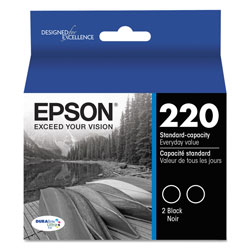 Epson T220120D2 (220) DURABrite Ultra Ink, Black, 2/PK