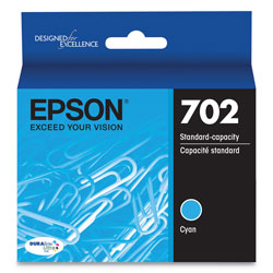 Epson T702220S (702) DURABrite Ultra Ink, 300 Page-Yield, Cyan