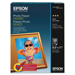 Epson Glossy Photo Paper, 8.5 x 11, Glossy White, 100/Pack