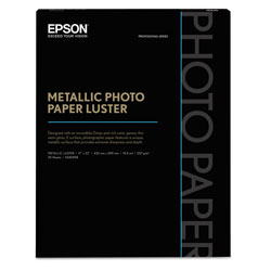 Epson Professional Media Metallic Gloss Photo Paper, 10.5 mil, 17 x 22, White, 25/Pack