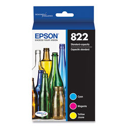 Epson T822520S (T822) DURABrite Ultra Ink, 240 Page-Yield, Cyan/Magenta/Yellow