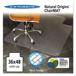 E.S. Robbins Natural Origins Chair Mat with Lip For Hard Floors, 36 x 48, Clear