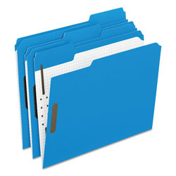 Pendaflex Colored Folders with Two Embossed Fasteners, 1/3-Cut Tabs, Letter Size, Blue, 50/Box