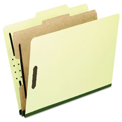 Pendaflex Four-, Six-, and Eight-Section Pressboard Classification Folders, 1 Divider, Embedded Fasteners, Legal, Light Green, 10/Box