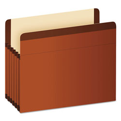 Pendaflex Premium Reinforced Expanding File Pockets, 5.25 in Expansion, Legal Size, Red Fiber, 5/Box