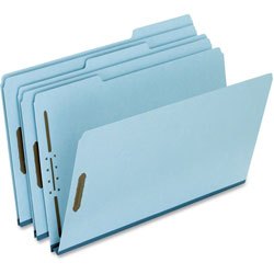 Pendaflex Heavy-Duty Pressboard Folders w/ Embossed Fasteners, Legal Size, Blue, 25/Box