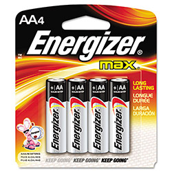 Energizer MAX Alkaline AA Batteries, 1.5V, 4/Pack