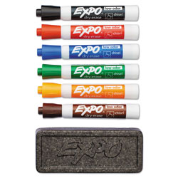 Expo® Low-Odor Dry Erase Marker & Organizer Kit, Broad Chisel Tip, Assorted Colors, 6/Set (SAN80556)
