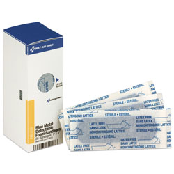 First Aid Only Metal Detectable Adhesive Bandages, Foam, Blue, 1 x 3, 25/Box