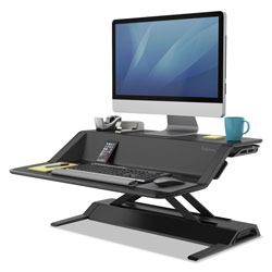 Fellowes Lotus Sit-Stand Workstation, 32.75w x 24.25d x 5.5 to 22.5h, Black