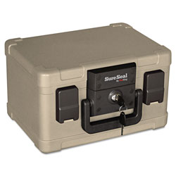 Fireking Fire and Waterproof Chest, 0.15 cu ft, 12.2w x 9.8d x 7.3h, Taupe