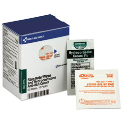 First Aid Only Refill f/SmartCompliance Cabinet,20 Sting Relief Wipes,10 Hydrocortisone Packs