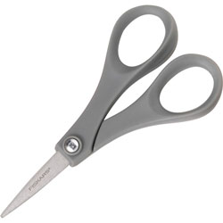 Fiskars Performance Versatile Scissors - 5 in Overall Length - Stainless Steel - Straight Tip - Gray - 1 / Each