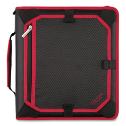 Five Star® Zipper Binder, 3 Rings, 2 in Capacity, 11 x 8.5, Black/Red Accents