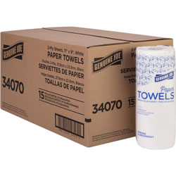 Genuine Joe 2-ply Paper Towel Rolls - 2 Ply - 9 in x 11 in - 70 Sheets/Roll - White - Paper - Absorbent, Soft, Perforated, Tear Resistant - For Hand, Food Service, Kitchen, Breakroom - 15 / Carton
