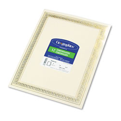 Geographics Foil Enhanced Certificates, 8-1/2 x 11, Gold Flourish Border, 12/Pack (GEO45492)