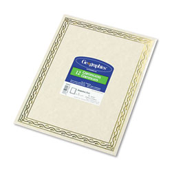 Geographics Foil Stamped Award Certificates, 8-1/2 x 11, Gold Serpentine Border, 12/Pack (GEO44407)