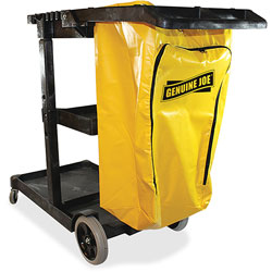 Genuine Joe Janitors Cart, 30-3/4 in x 55-5/8 in x 38 in, Lt Gray/Yellow