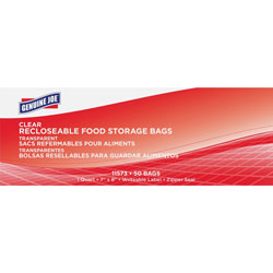 Genuine Joe Food Storage Bags, 1 quart, 1.75 mil (44 Micron) Thickness, Clear, 450/Carton, Food, Beef, Seafood, Poultry, Vegetables