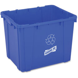 Genuine Joe Recycling Bin, Curbside, 14 Gal, 14.5 in x 19.5 in x 15.38 in, Blue