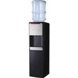 Genuine Joe Water Cooler, Hot/Cold, 13-2/5 inWx12-1/4 inLx38 inH, Black/Silver