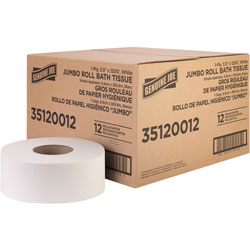 Genuine Joe 1-ply Jumbo Roll Bath Tissue - 1 Ply - 3.63 in x 1200 ft - 8.88 in Roll Diameter - White - Fiber - Sewer-safe, Septic Safe - For Bathroom - 12 / Carton