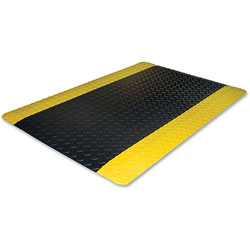 Genuine Joe Beveled Edge Anti-Fatigue Mat, 3' x 5', Black & Yellow