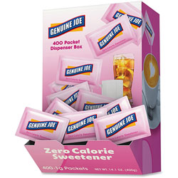 Genuine Joe Sweetener Packs, Saccharine, 400/BX, Pink