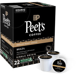 Peet's K-Cup Brazil Coffee - Compatible with Keurig Brewer - Medium - 22 / Box