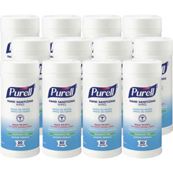 Purell Alcohol Formula Hand Sanitizing Wipes, White, 12/Carton