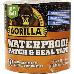 Gorilla Glue Patch And Seal Tape, 4-1/4 inWx4-1/4 inLx4 inH, Black