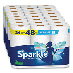 Sparkle Pick-A-Size Perforated Kitchen Double Roll Towels with Thirst Pockets, 2-Ply, 11 x 6, White, 110 Sheets/Roll, 24 Rolls/Pack