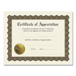 Great Papers!® Ready-to-Use Certificates, 11 x 8.5, Ivory/Brown, Appreciation, 6/Pack