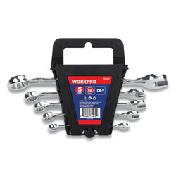 Workpro® Combination Box/Crescent Wrench Set, 1/4 in to 5/8 in, Mirror-Polished Chrome-Vanadium Steel