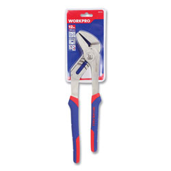 Workpro® Groove Joint Pliers, 12 in Long, Ni-Fe-Coated Drop-Forged Carbon Steel, Blue/Red Soft-Grip Handle