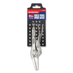 Workpro® Locking Pliers, Tapered Long Nose, Straight Jaw, 6.5 in Long, Chrome-Vanadium Steel, Chrome Quick-Lock/Release Handle