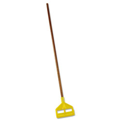 Rubbermaid Invader Wood Side-Gate Wet-Mop Handle, 54 in, Natural/Yellow