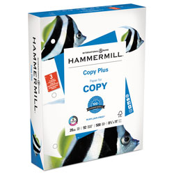 Hammermill Copy Plus Print Paper, 92 Bright, 3-Hole, 20 lb, 8.5 x 11, White, 500/Ream