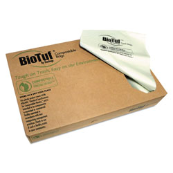 Heritage Bag Biotuf Compostable Can Liners, 30 gal, 0.88 mil, 30 in x 39 in, Green, 150/Carton