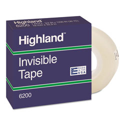 Highland Invisible Permanent Mending Tape, 1" Core, 0.75" x 36 yds, Clear (MMM6200341296)