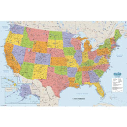 House Of Doolittle Laminated United States Map, 38 inx25 in, Multi-Color