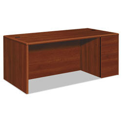 Hon 10700 Single Pedestal Desk, Full Right Pedestal, 72w x 36d x 29.5h, Cognac