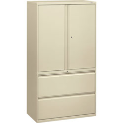 Hon 800-Series 2 Drawer Metal Lateral File Cabinet, 36 in Wide, Beige