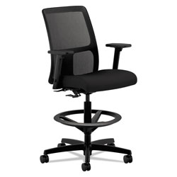 Hon Ignition Series Mesh Low-Back Task Stool, 33 in Seat Height, Supports up to 300 lbs., Black Seat/Black Back, Black Base