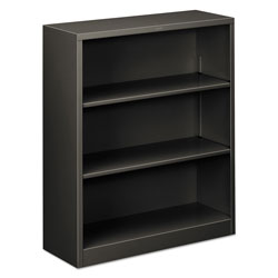 Hon Metal Bookcase, Three-Shelf, 34-1/2w x 12-5/8d x 41h, Charcoal (HONS42ABCS)